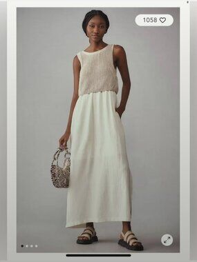 Anthropologie Moth Beige Knit Maxi Dress